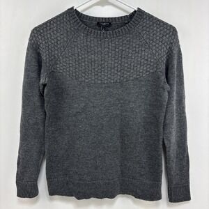 Talbots Petites Womens Gray Sweater Lambswool Blend Knit Textured Yoke Size PS